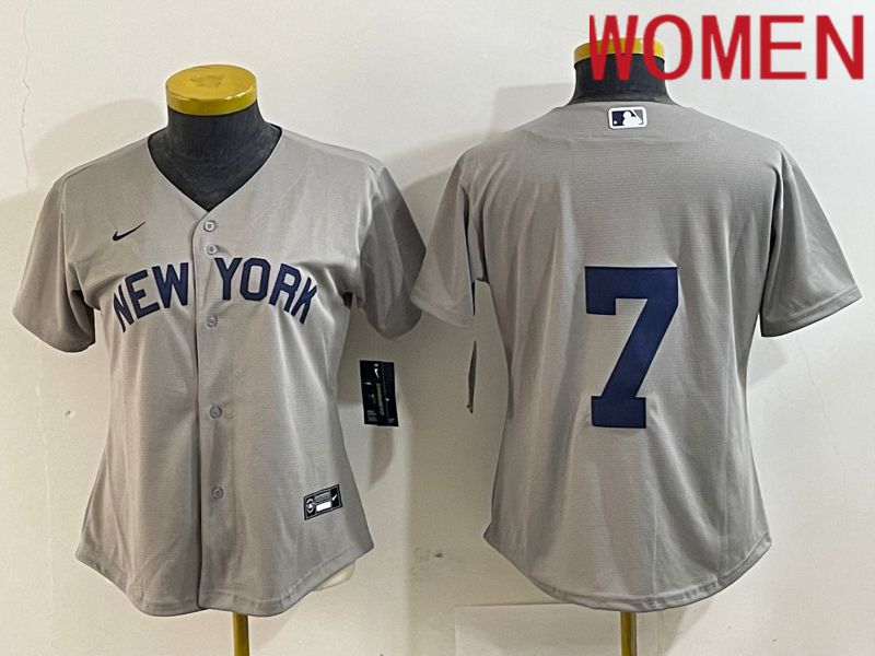 Women New York Yankees #7 Mantle Grey Nike Game 2024 MLB Jersey style 8->youth mlb jersey->Youth Jersey